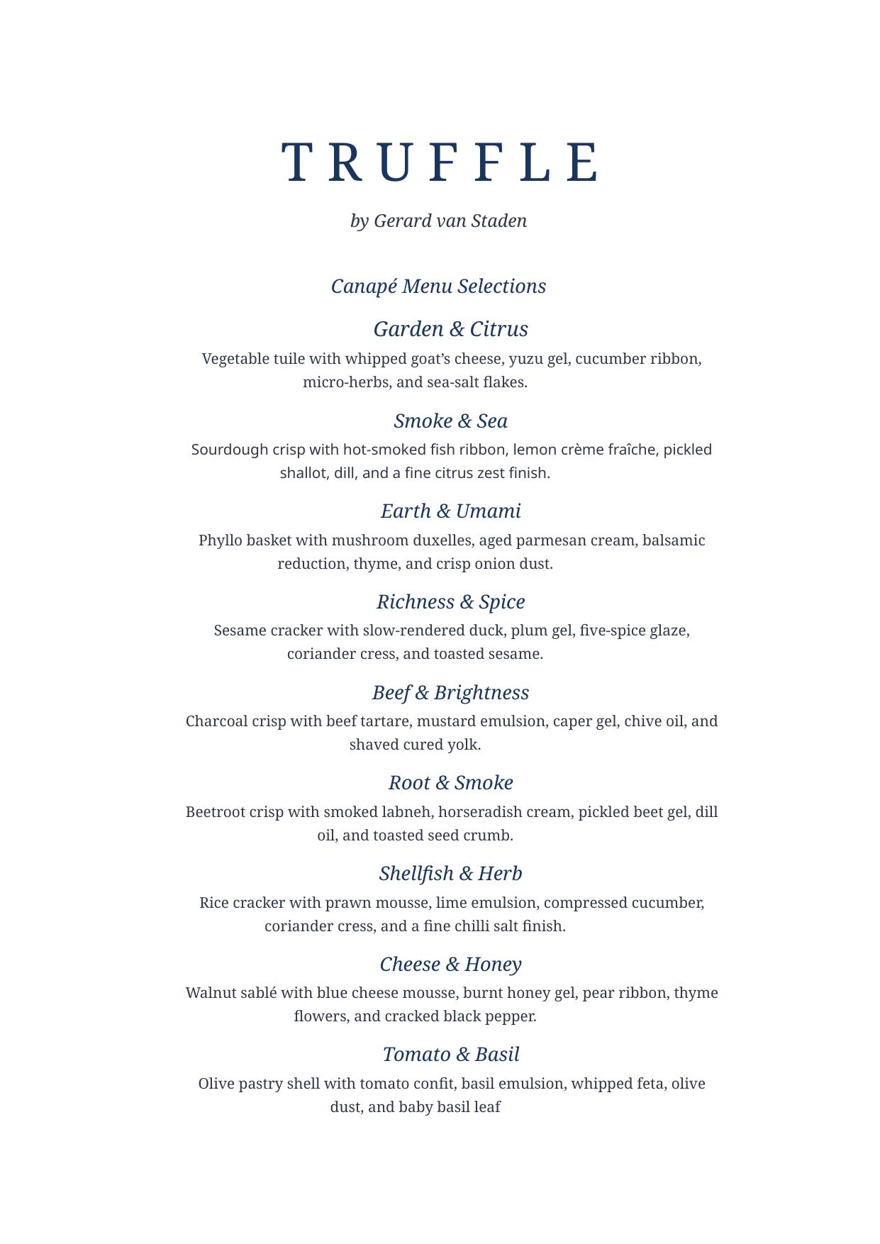 Canapé Menu Selections