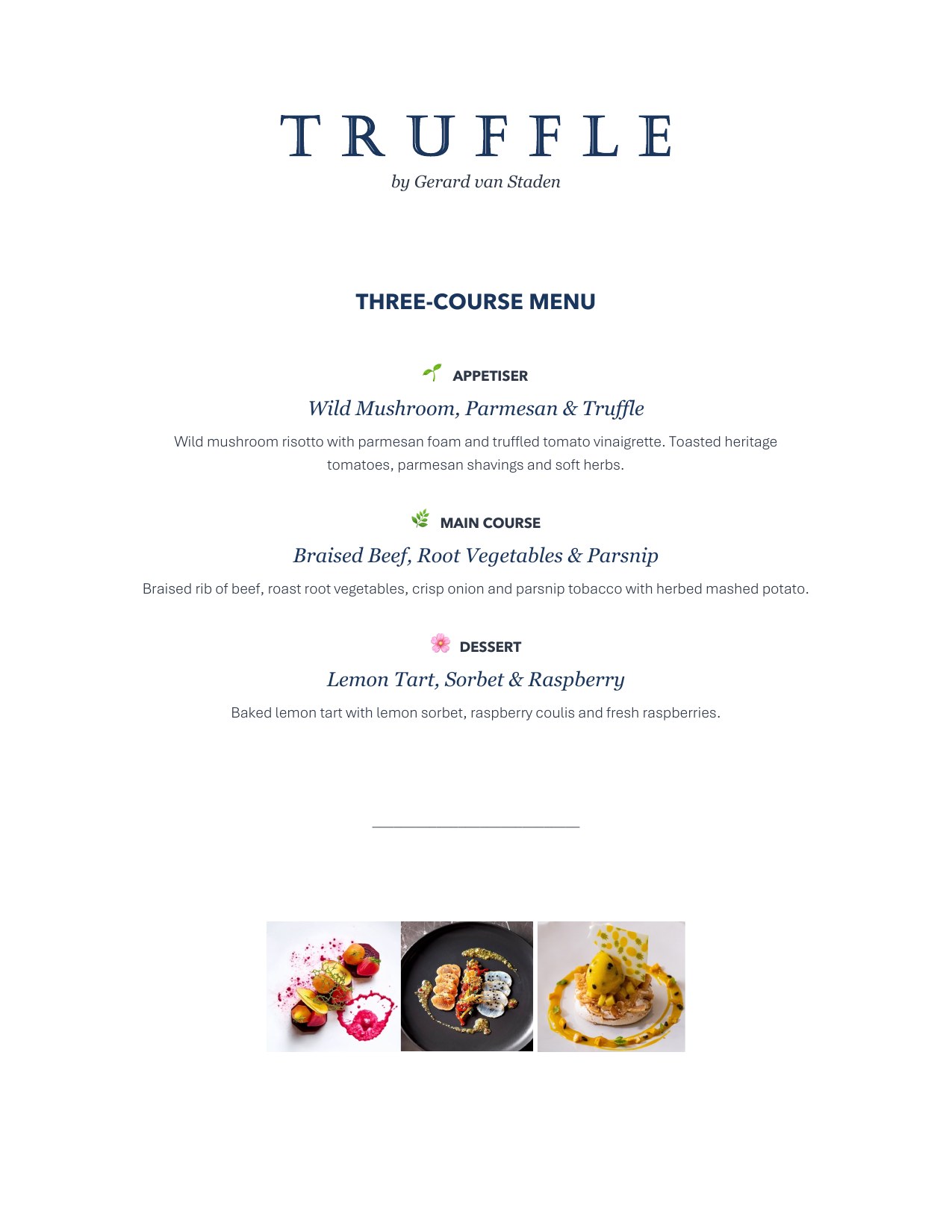 Three-Course Menu