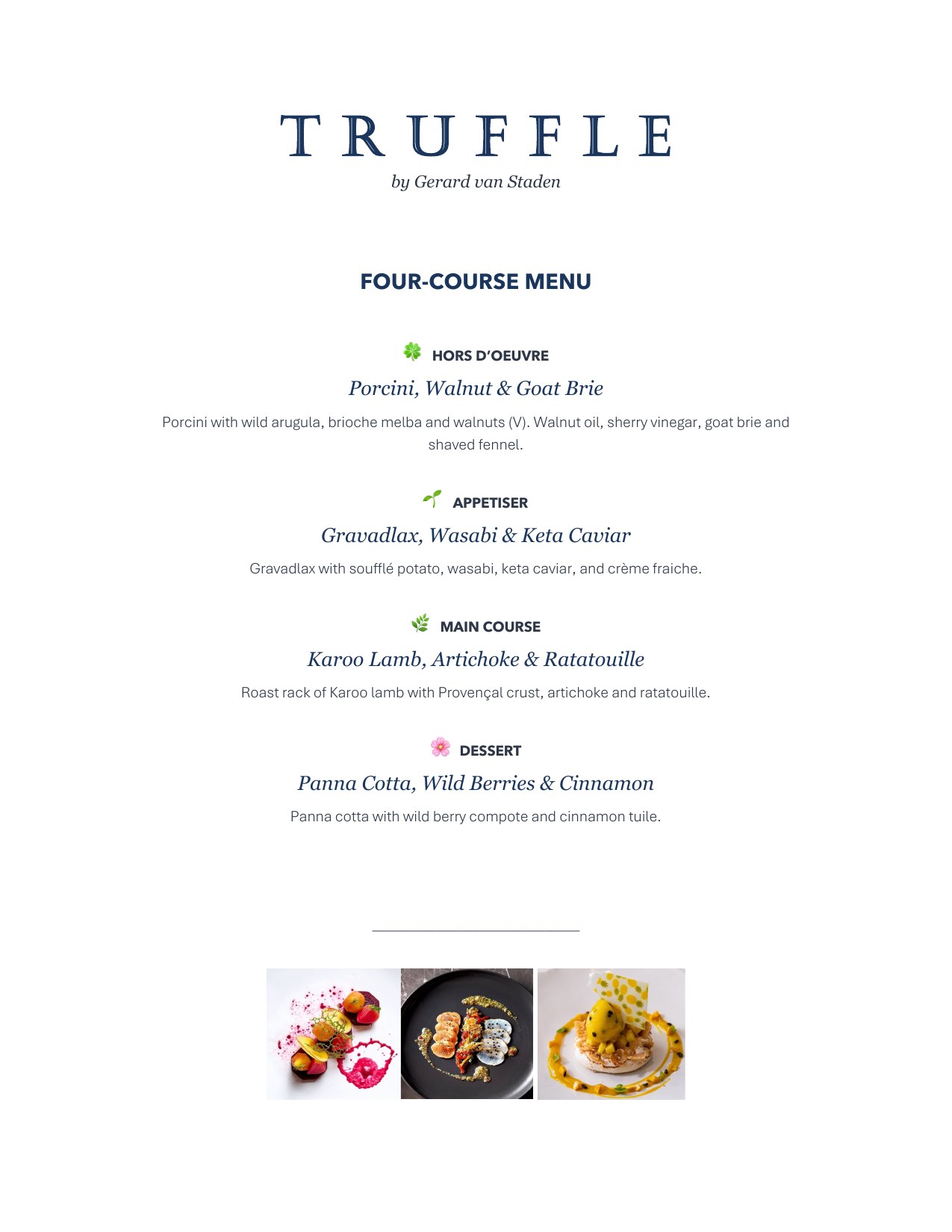 Four-Course Menu