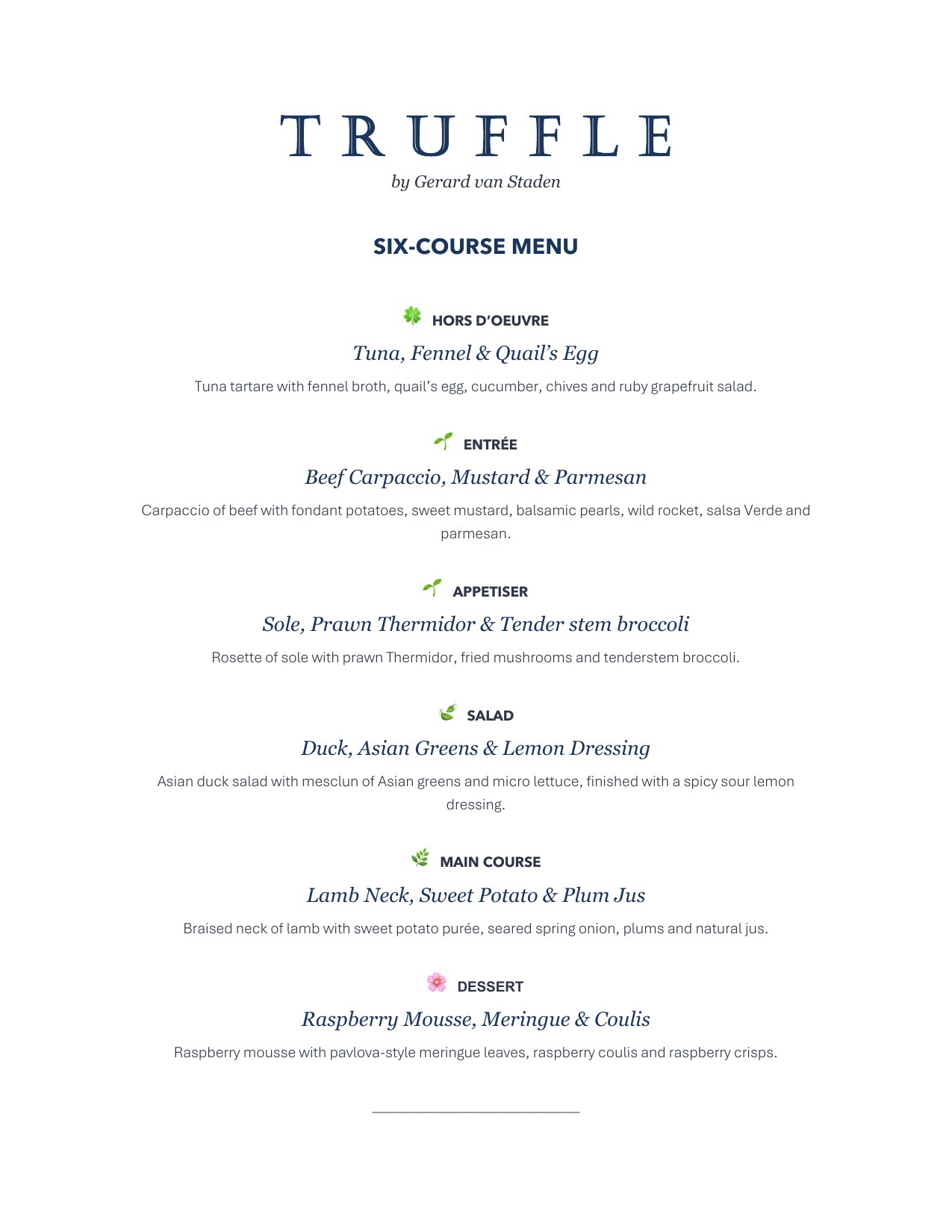 Six-Course Menu