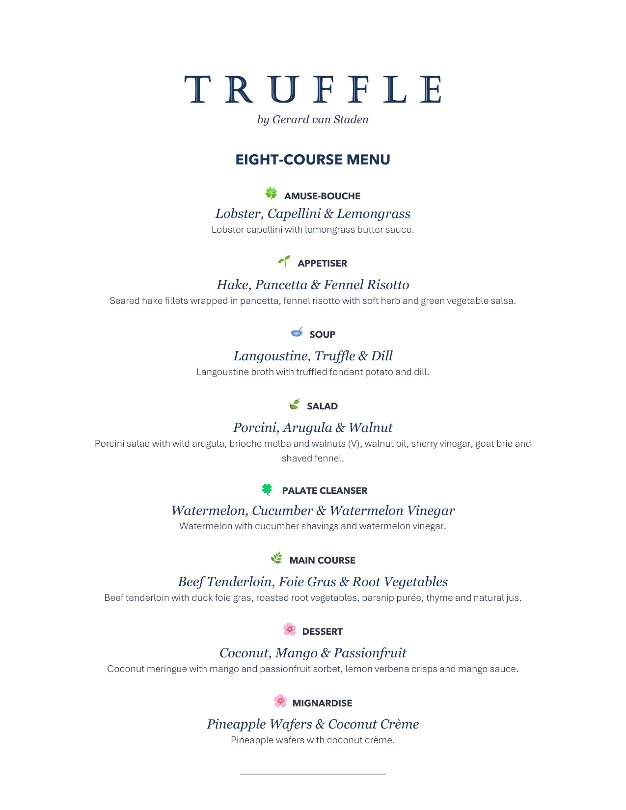 Eight-Course Menu